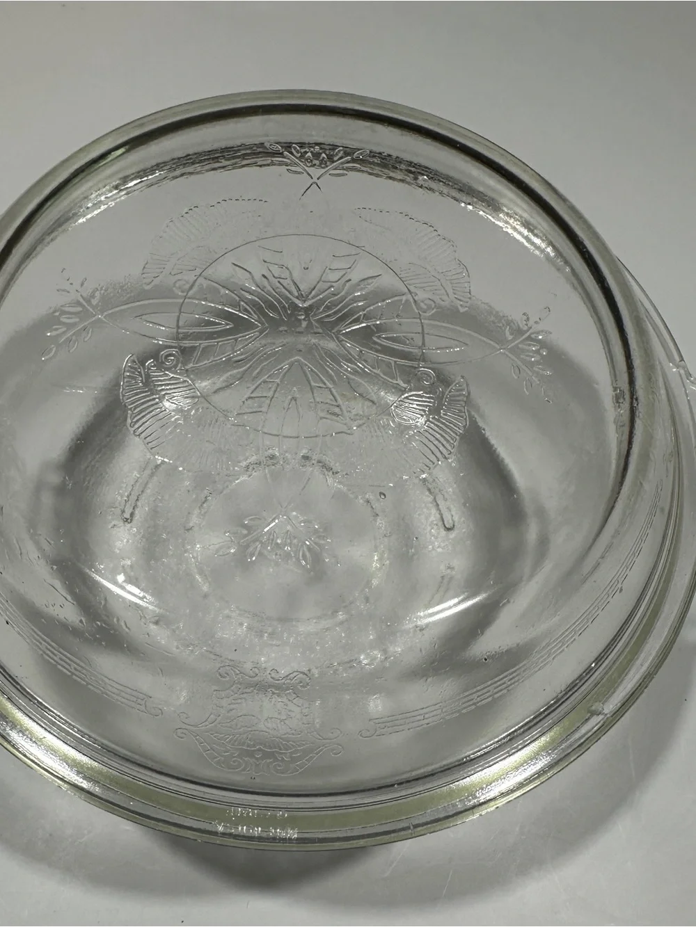Vintage Glasbake 506 Filigree Etched Clear Glass Covered Casserole Dish